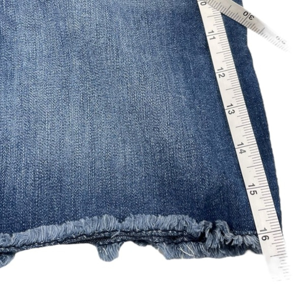 Indigo Rein 7 Blue Denim Mini Skirt Button Front Raw Hem Y2K Boho Festival - Picture 2 of 6